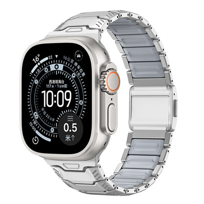 Silicone+Titanium Strap For Apple Watch 44/45/46/49mm