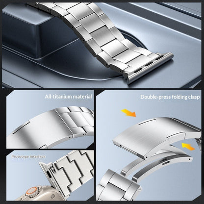 AOADBAND Titanium Thin Three-Link Watch Band for Apple Watch Series 11-1/Ultra 3 | Folding Clasp Business Strap
