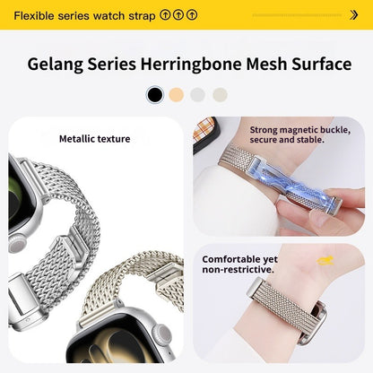 Apple Watch Band for Women - Mesh Foldable Magnetic Buckle, Compatible with Apple Watch Series 1-11