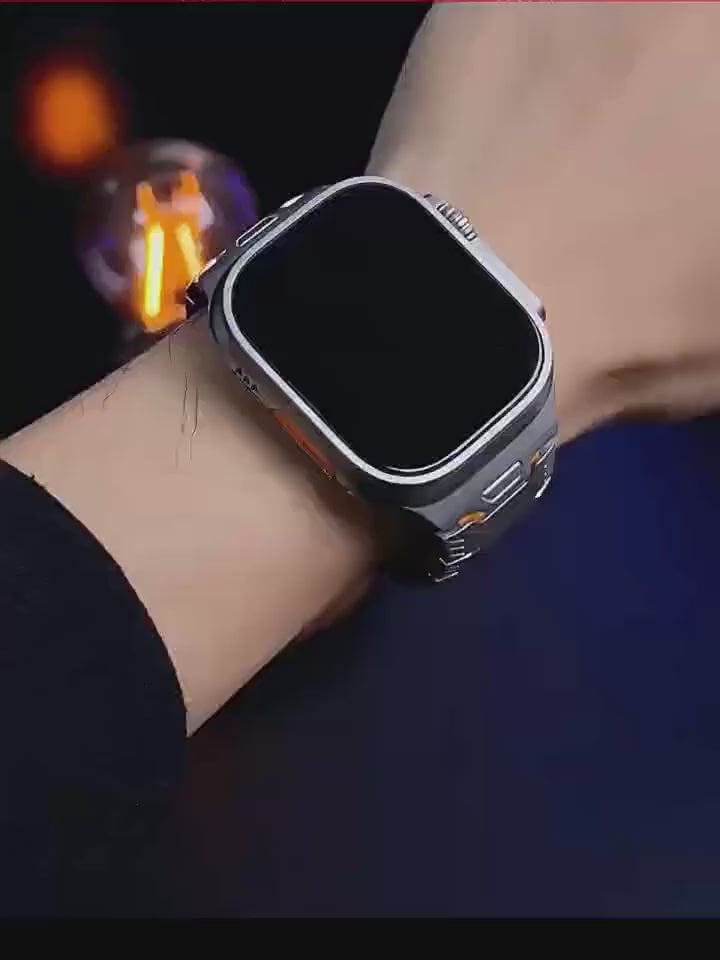 Silicone+Titanium Strap For Apple Watch 44/45/46/49mm
