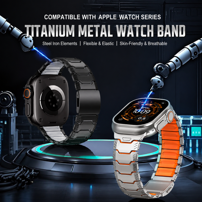 Silicone+Titanium Strap For Apple Watch 44/45/46/49mm