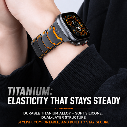 Silicone+Titanium Strap For Apple Watch 44/45/46/49mm