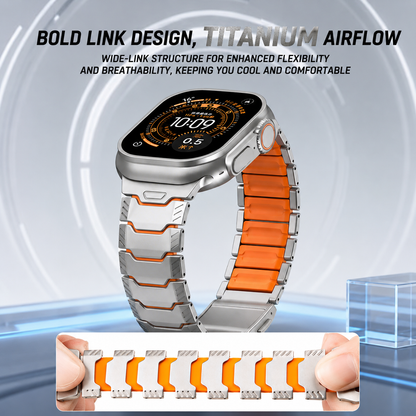Silicone+Titanium Strap For Apple Watch 44/45/46/49mm